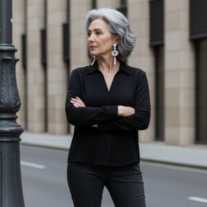 Blouse 🌅NWOT black button down blouse elegant